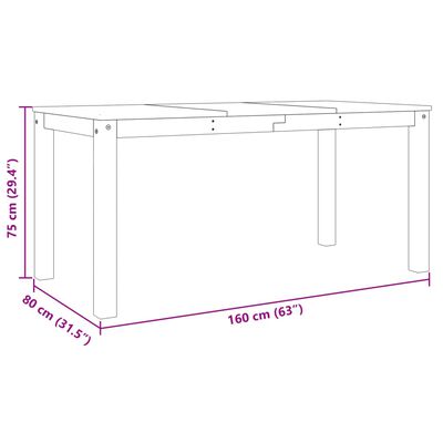 vidaXL Jedilna miza Panama 160x80x75 cm trdna borovina