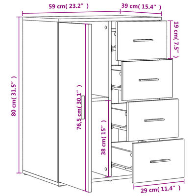 vidaXL Komoda črna 59x39x80 cm inženirski les