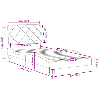 vidaXL Posteljni okvir brez vzmetnice temno siv 80x200 cm žamet