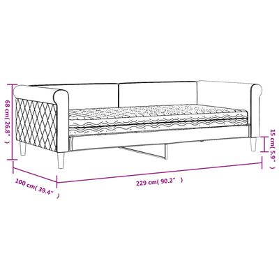 vidaXL Dnevna postelja z vzmetnico temno siva 90x200 cm žamet