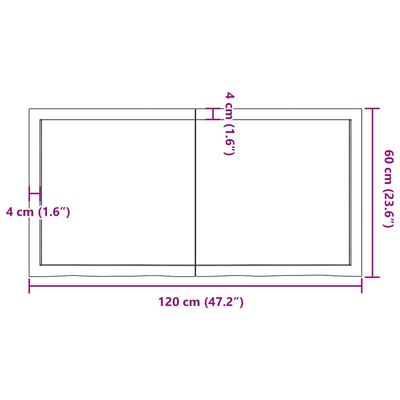 vidaXL Kopalniški pult svetlo rjav 120x60x(2-4) cm obdelan trden les