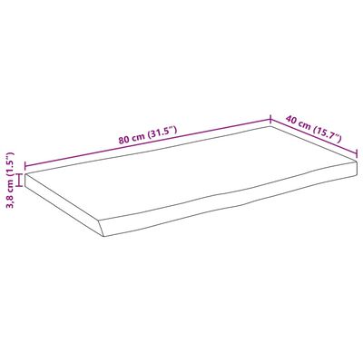 vidaXL Mizna plošča 80x40x3,8 cm naraven rob trden mangov les