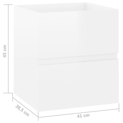 vidaXL Omarica za umivalnik visok sijaj bela 41x38,5x45 cm