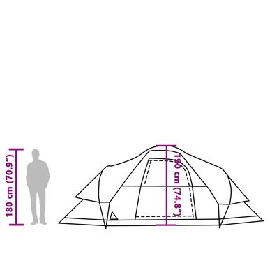 vidaXL Družinski šotor za 9 oseb zelen vodoodporen