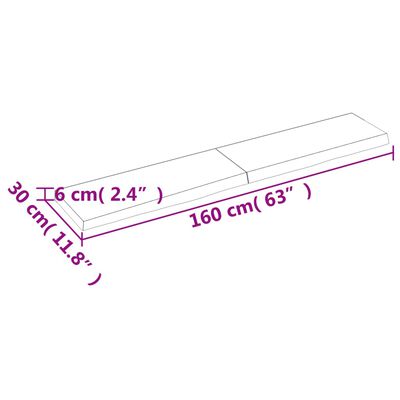 vidaXL Kopalniški pult 160x30x(2-6) cm neobdelan trden les