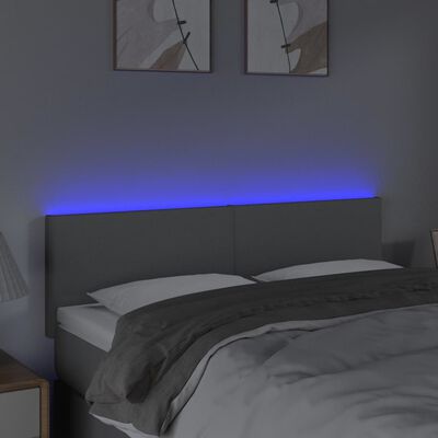 vidaXL LED posteljno vzglavje svetlo sivo 144x5x78/88 cm blago