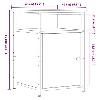 vidaXL Nočna omarica sonoma hrast 40x42x60 cm inženirski les