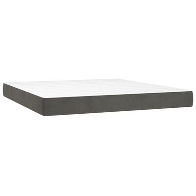 vidaXL Box spring postelja z vzmetnico temno siva 160x200 cm žamet