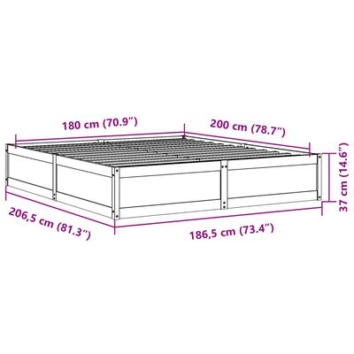 vidaXL Posteljni okvir brez vzmetnice 180x200 cm trdna borovina