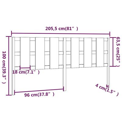 vidaXL Posteljno vzglavje 205,5x4x100 cm trdna borovina