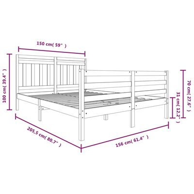 vidaXL Posteljni okvir 150x200 cm trdnega lesa