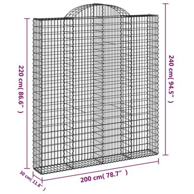 vidaXL Obokane gabion košare 15kosov 200x30x220/240cm pocinkano železo