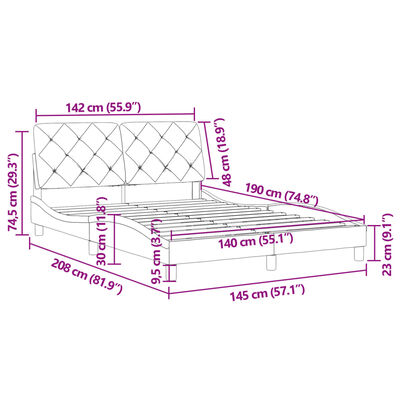 vidaXL Posteljni okvir brez vzmetnice svetlo siv 140x190 cm žamet