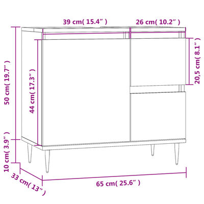 vidaXL Kopalniška omarica črna 65x33x60 cm inženirski les