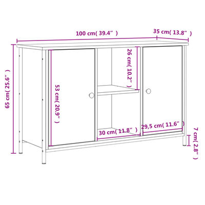 vidaXL TV omarica sonoma hrast 100x35x65 cm inženirski les