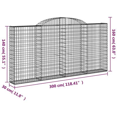 vidaXL Obokane gabion košare 12 kosi 300x30x140/160cm pocinkano železo