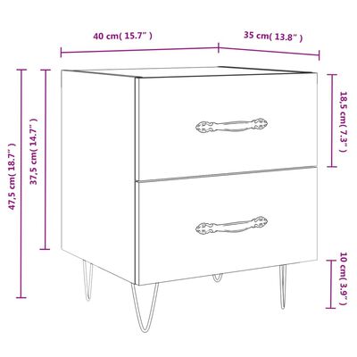 vidaXL Nočna omarica 2 kosa rjavi hrast 40x35x47,5 cm inženirski les