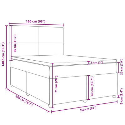 vidaXL Box spring postelja z vzmetnico krem 160x200 cm blago