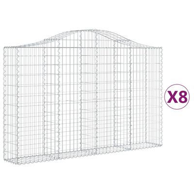 vidaXL Obokane gabion košare 8 kosov 200x30x120/140cm pocinkano železo