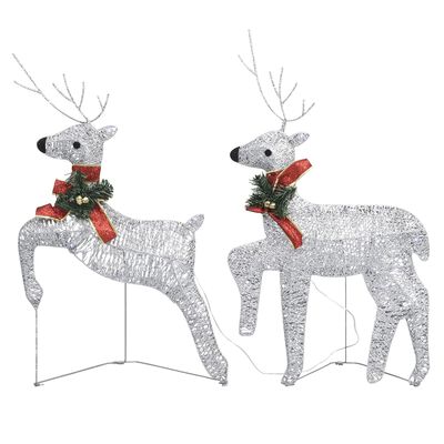 vidaXL Božični severni jeleni 4 kosi srebrni 80 LED akril