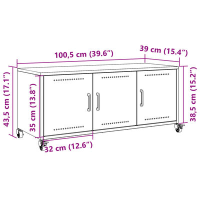 vidaXL TV omarica gorčično rumena 100,5x39x43,5cm hladno valjano jeklo