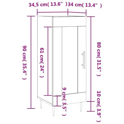 vidaXL Komoda siva sonoma 34,5x34x90 cm inženirski les