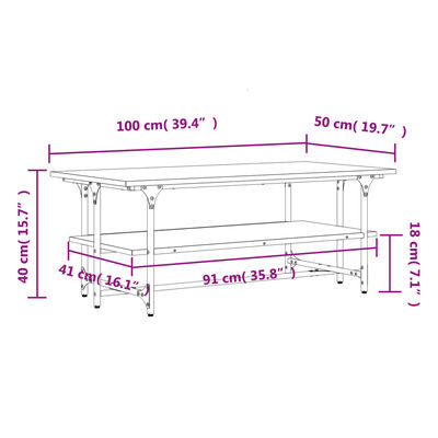 vidaXL Klubska mizica sonoma hrast 100x50x40 cm inženirski les