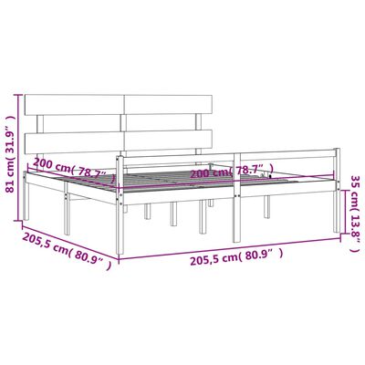 vidaXL Postelja za starejše z vzglavjem 200x200 cm trdnega lesa