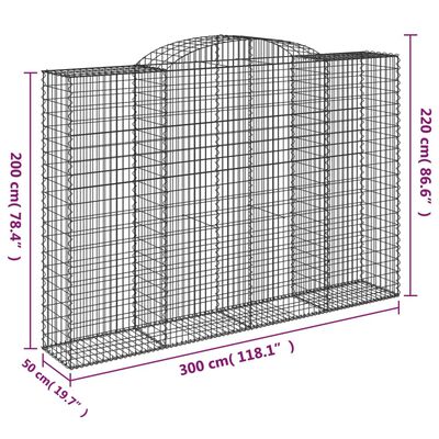 vidaXL Obokane gabion košare 9 kosa 300x50x200/220cm pocinkano železo