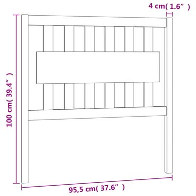 vidaXL Posteljno vzglavje medeno rjavo 95,5x4x100 cm trdna borovina