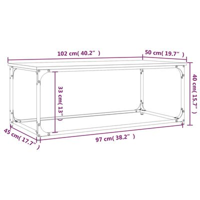 vidaXL Klubska mizica sonoma hrast 102x50x40 cm inženir. les in železo