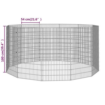 vidaXL Ograda za živali na prostem z 12 paneli 54x100 cm železo