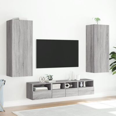 vidaXL Stenska TV omarica siva sonoma 40,5x30x102 cm inženirski les