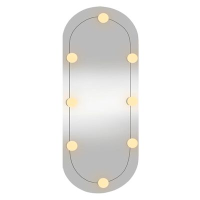 vidaXL Stensko ogledalo z LED lučkami 35x80 cm stekleno ovalno