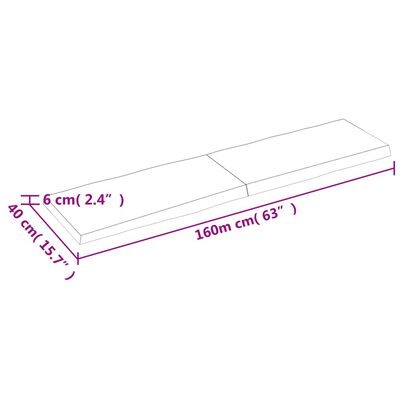 vidaXL Mizna plošča te. rjava 160x40x(2-6)cm obdelana trdna hrastovina