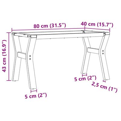 vidaXL Noge za klubsko mizico Y-okvir 80x40x43 cm lito železo