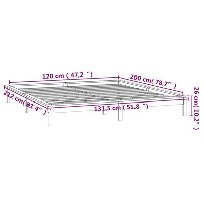 vidaXL LED posteljni okvir siv 120x200 cm trden les