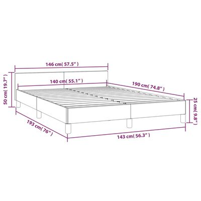 vidaXL Posteljni okvir brez vzmetnice temno moder 140x190 cm žamet