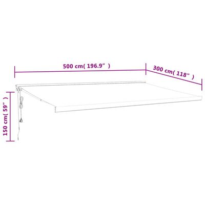 vidaXL Zložljiva tenda modra in bela 5x3 m blago in aluminij