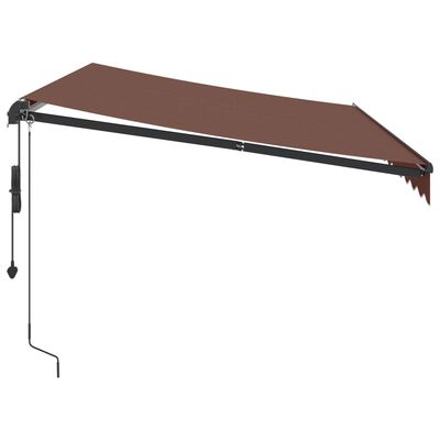 vidaXL Avtomatsko zložljiva tenda z LED rjava 350x250 cm