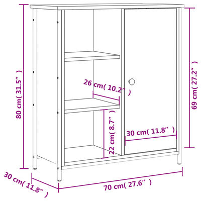 vidaXL Komoda dimljeni hrast 70x30x80 cm inženirski les