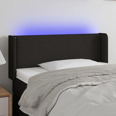 vidaXL LED posteljno vzglavje črno 83x16x78/88 cm blago