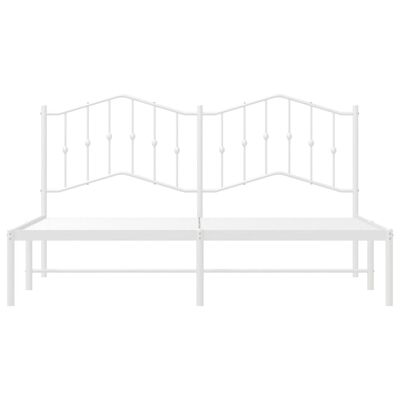 vidaXL Kovinski posteljni okvir z vzglavjem bel 180x200 cm