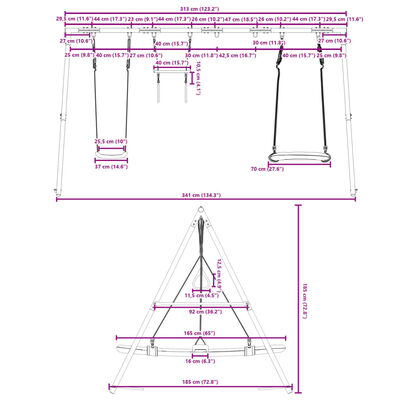 vidaXL Zunanji komplet z gugalnico, trapezom, gugalnico gnezdo