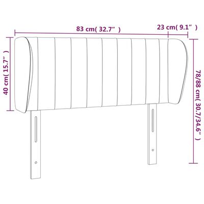 vidaXL Vzglavje z ušesi črno 83x23x78/88 cm blago