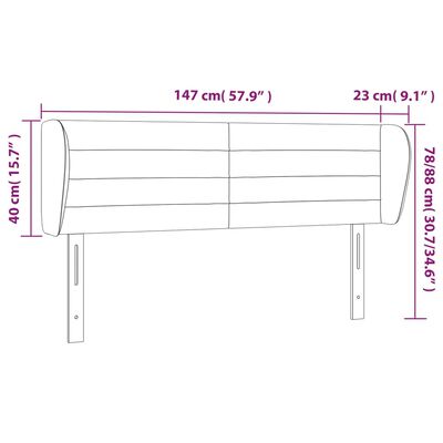 vidaXL Vzglavje z ušesi temno sivo 147x23x78/88 cm blago