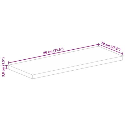 vidaXL Mizna plošča 80x70x3,8 cm pravokotna trden mangov les