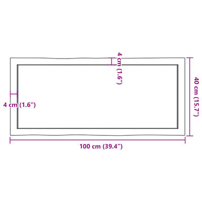 vidaXL Mizna plošča sv. rjava 100x40x(2-6)cm obdelana trdna hrastovina