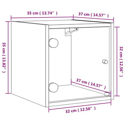 vidaXL Nočna omarica s steklenimi vrati 2 kosa beton. siva 35x37x35 cm