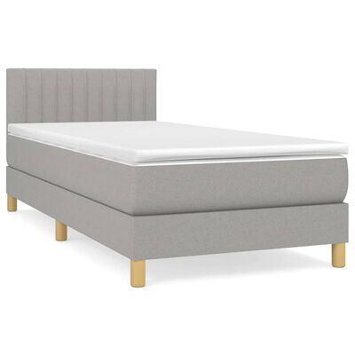 vidaXL Box spring postelja z vzmetnico svetlo siva 80x200 cm blago